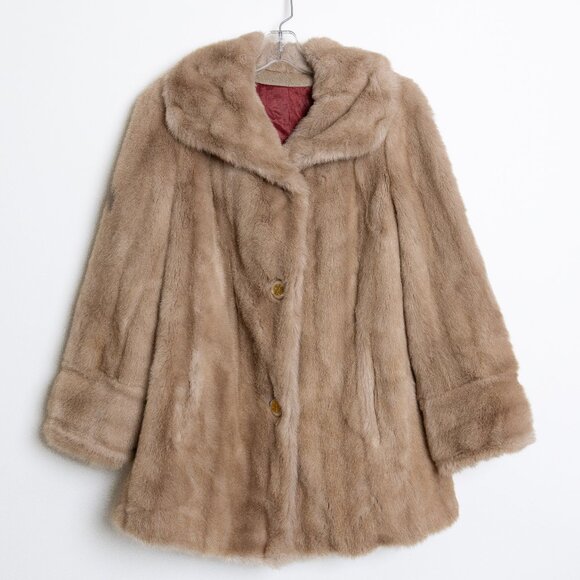 Vintage Tissavel France Faux Mink Fur Coat Small Sterling Stall Made in Canada - Picture 1 of 16